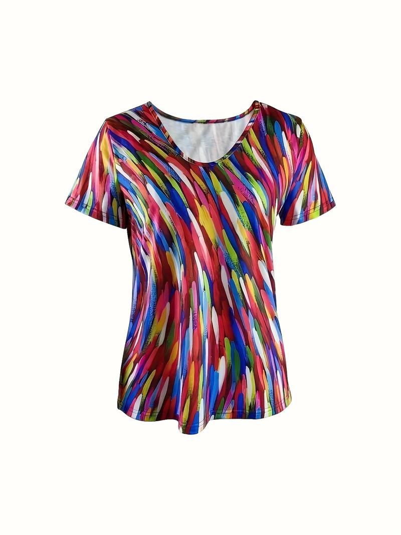 Vidumini | Abstract Print Short Sleeve Scoop Neck Top