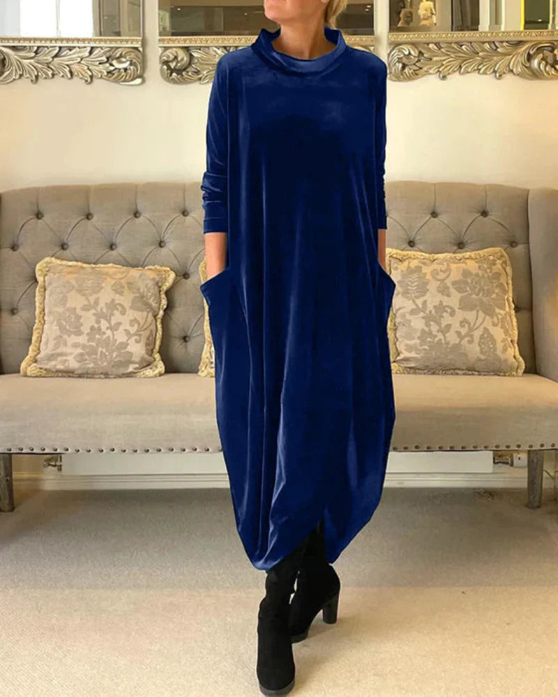 Layeena | Velvet Pocket Midi Dress