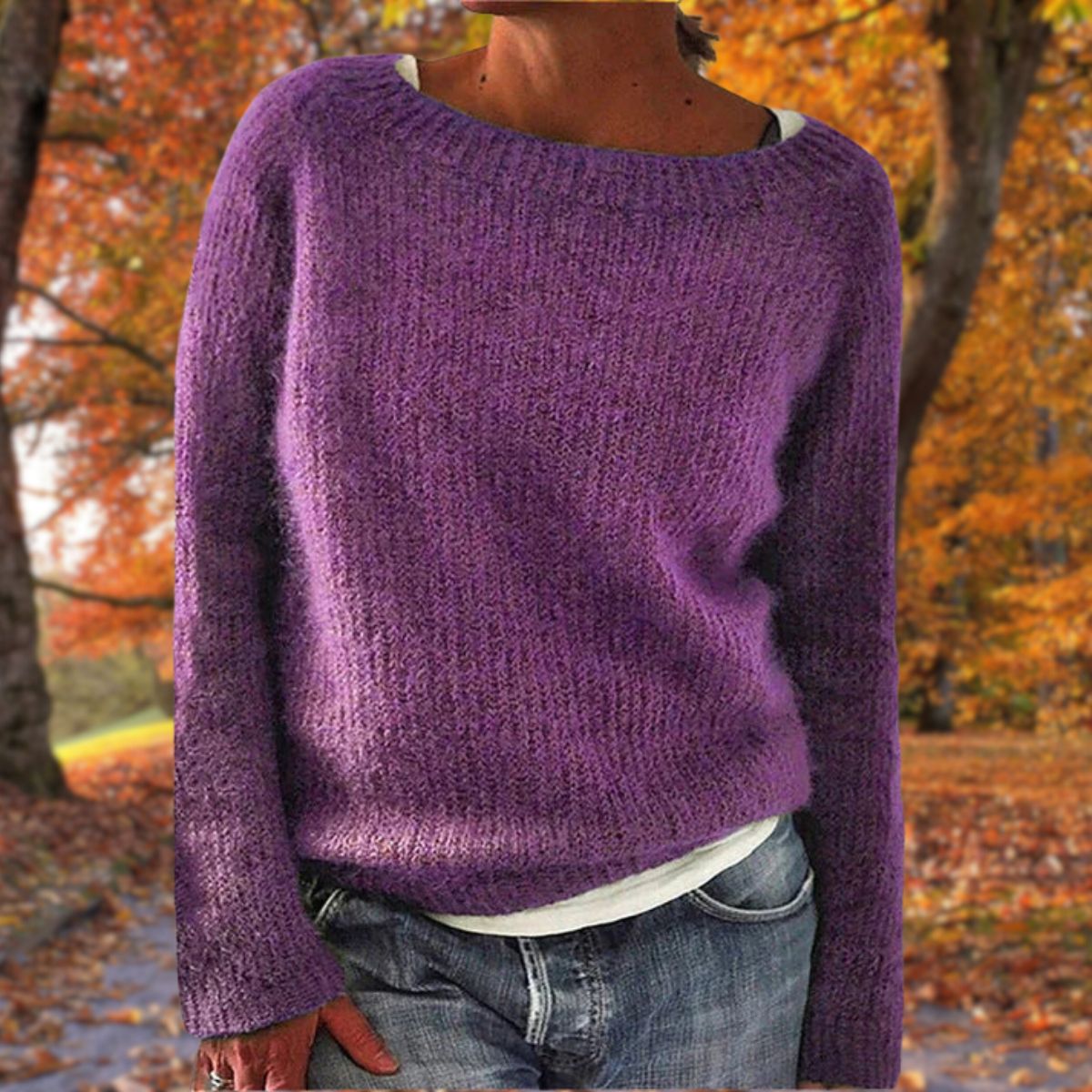 Haydee | Knit Sweater Wide Neck Long Sleeve Relaxed Fit