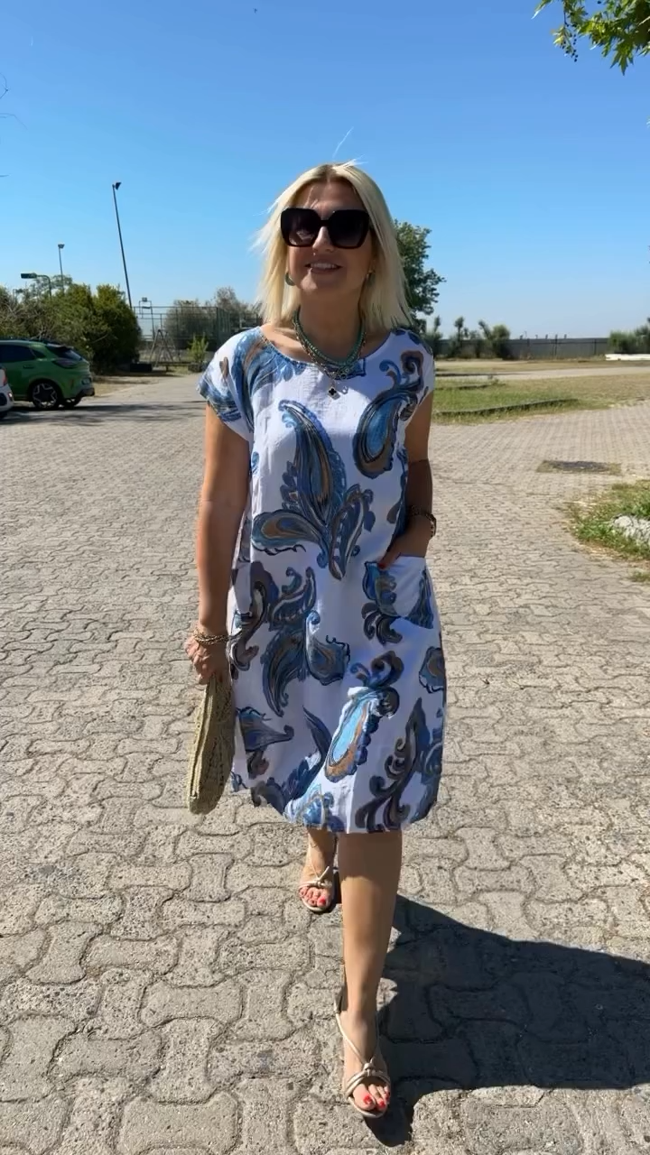 Hazal | Paisley Print Cap Sleeve Midi Dress