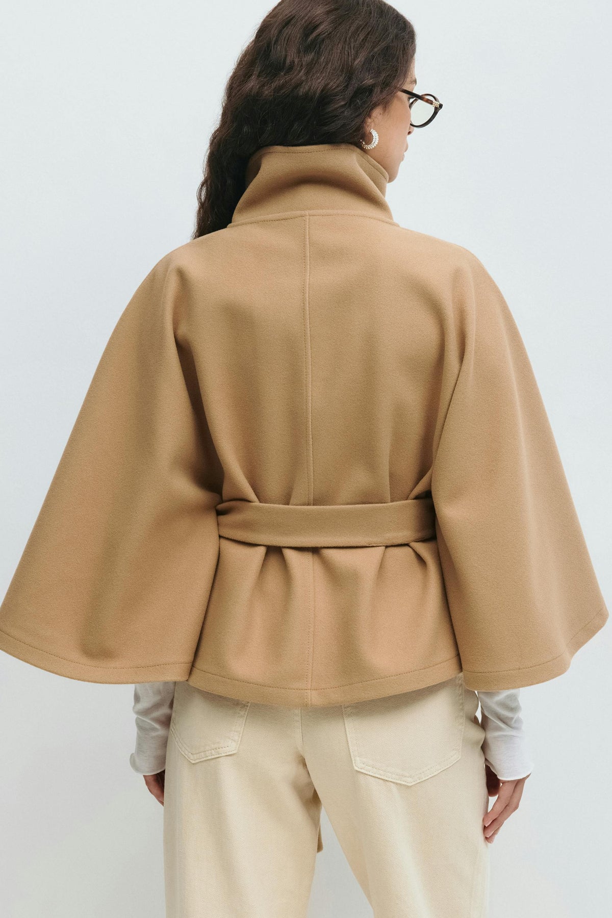 Carole | Belted Cape with Stand Collar