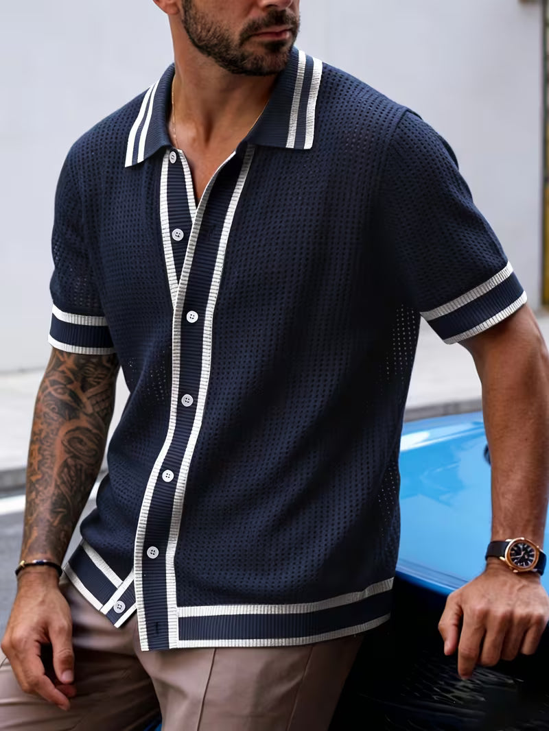 Walt | Knitted Short Sleeve Button Polo Shirt