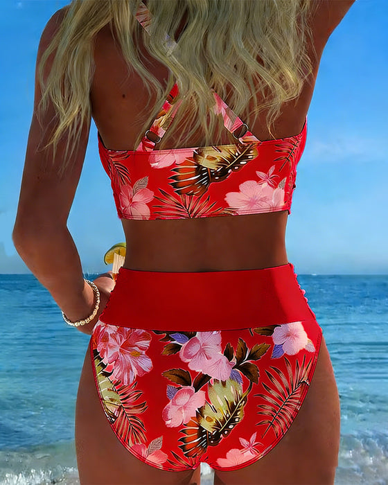Killiane | Floral Wrap High Waist Bikini Set