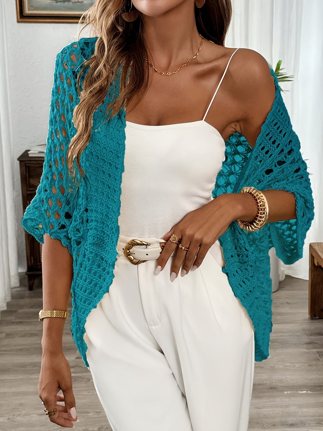 Etleva | Open Knit Batwing Sleeve Cardigan