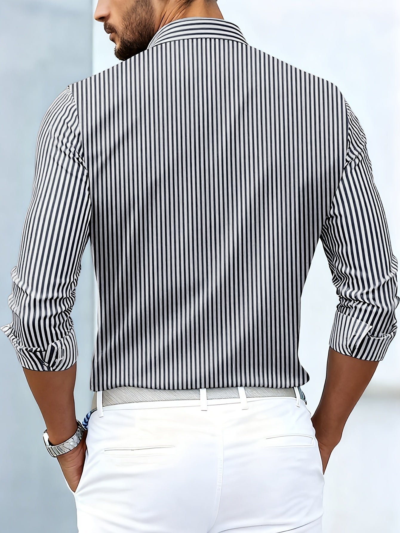 Emmerson | Shirt with Striped Patchwork Button Front