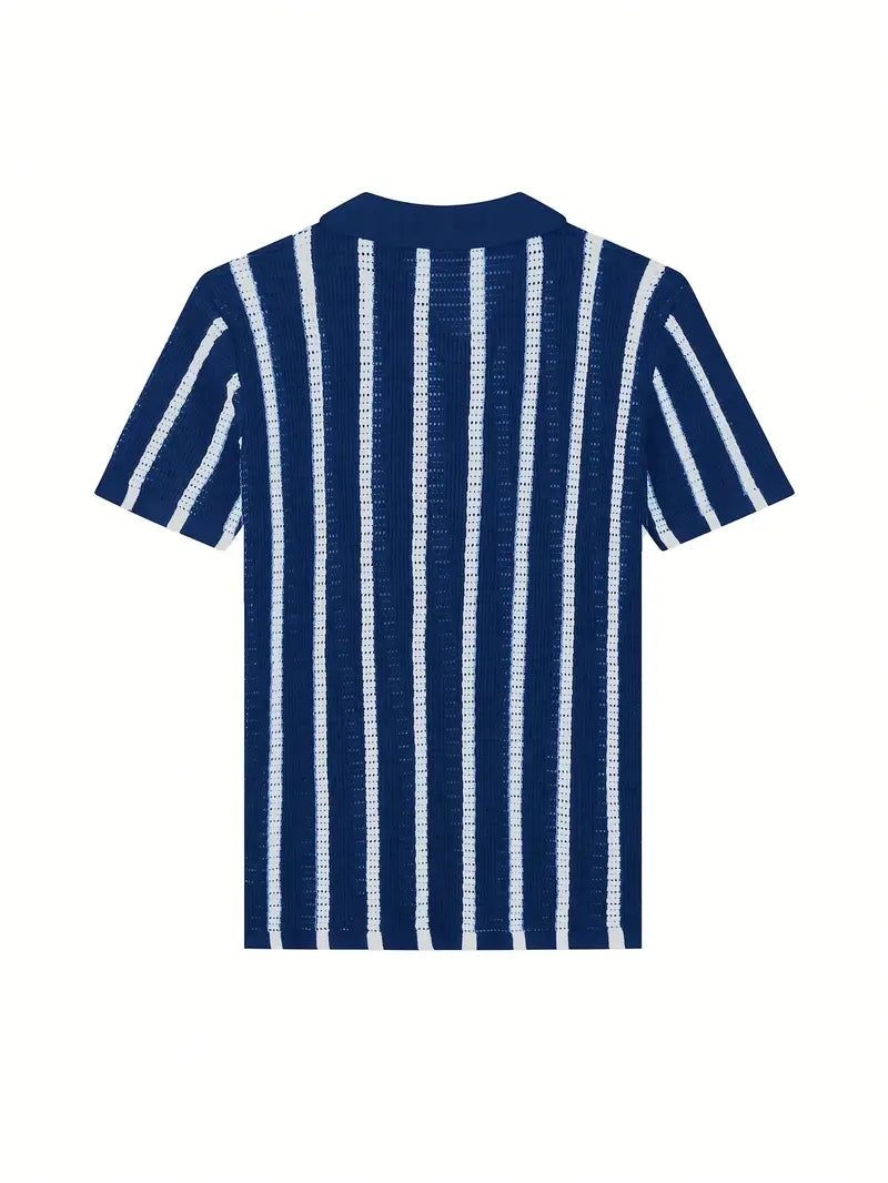 Cordell | Short Sleeve Striped Knit Polo Shirt