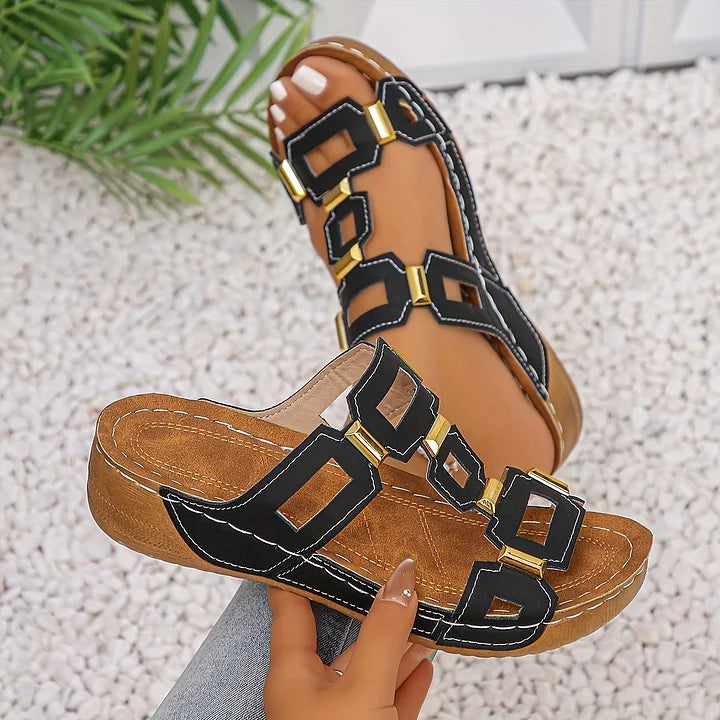Norika | Open Toe Cut-Out Slide Sandals