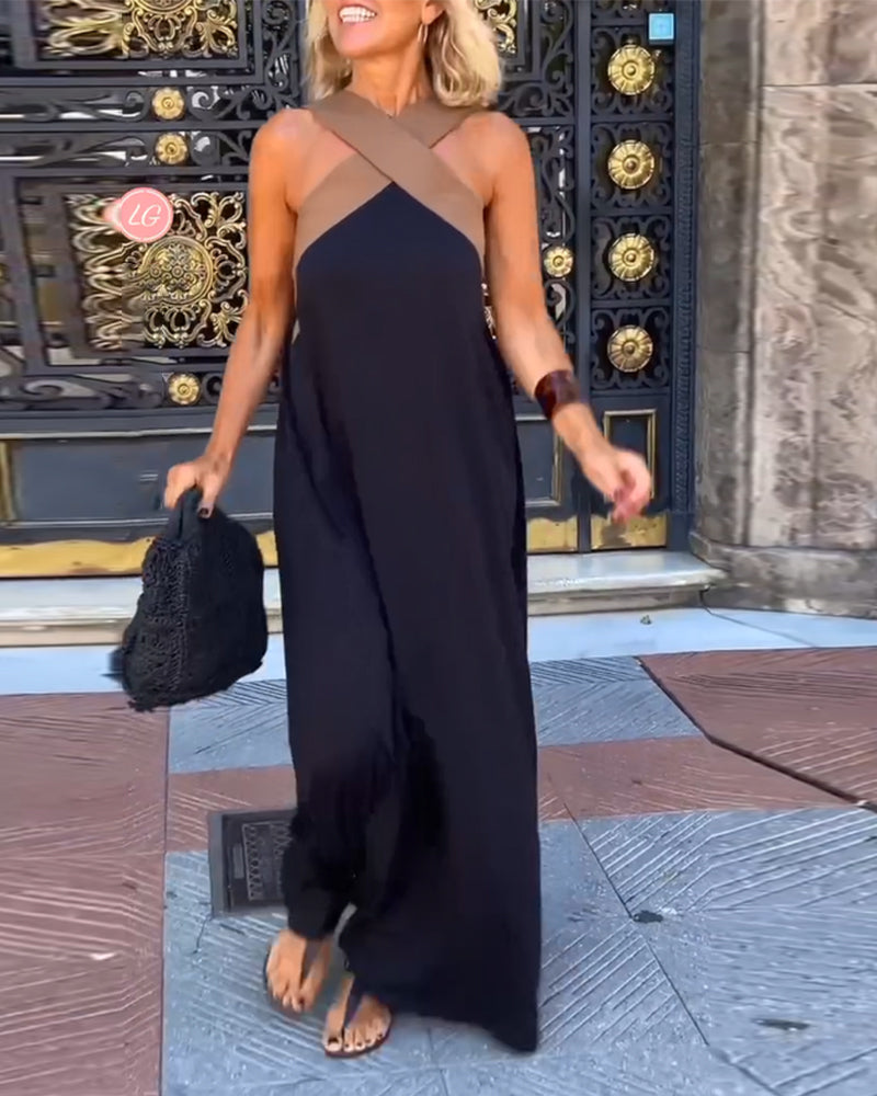 Giana | Cross Halterneck Maxi Dress