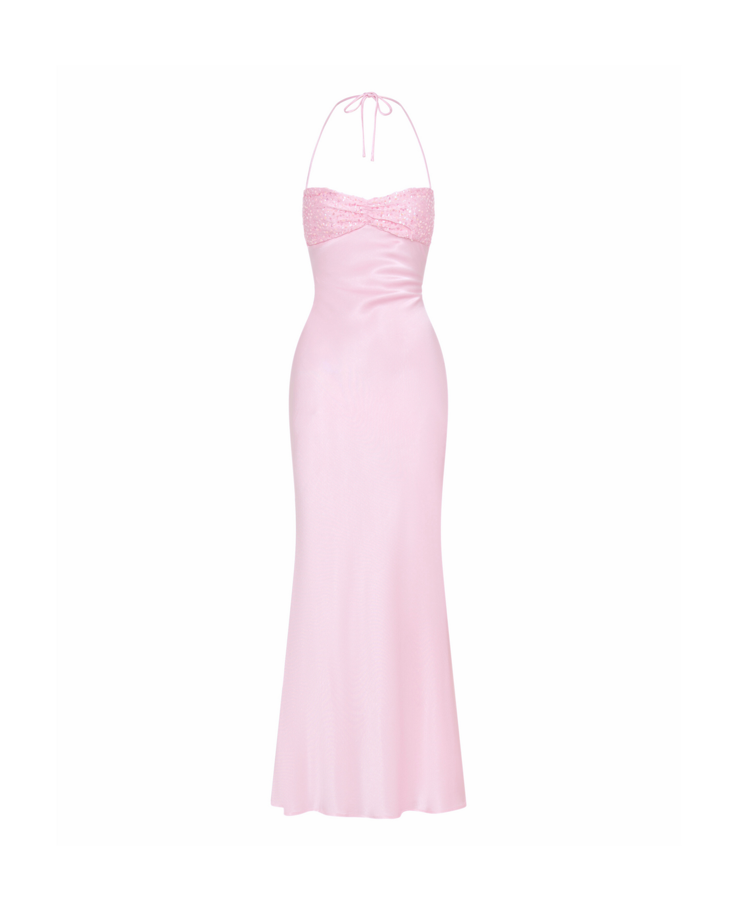 Nilysha | Sequin Bodice Halterneck Maxi Dress