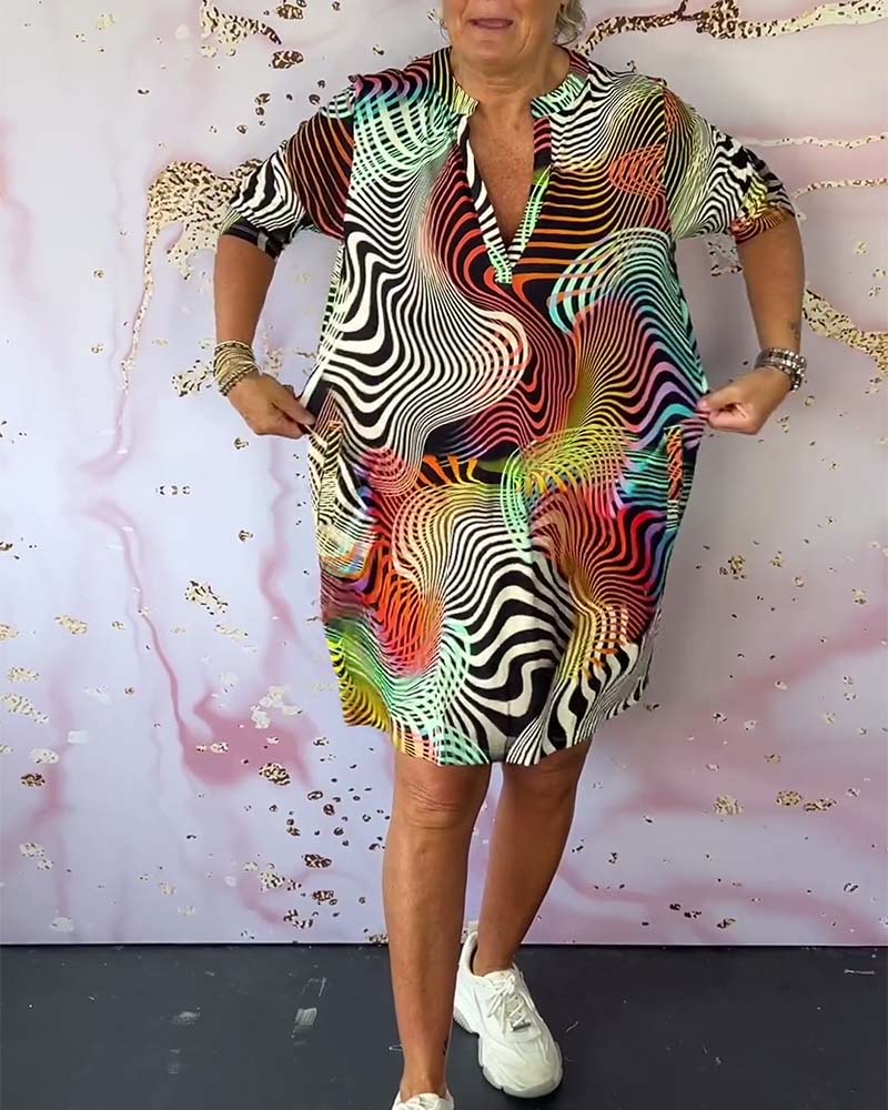 Diane | Abstract Print V Neck Midi Dress