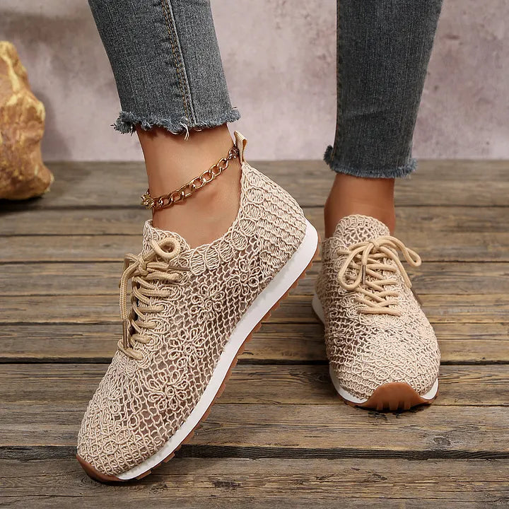 Susannah | Crochet Lace Up Casual Trainers