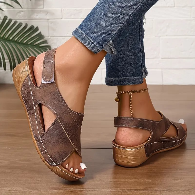 Clarisa | Sandals Open-Toe Cross-Strap Slingback Wedge Sole