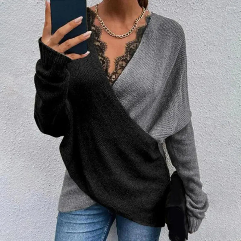 Keira | Long Sleeve Colour Block Wrap Sweater