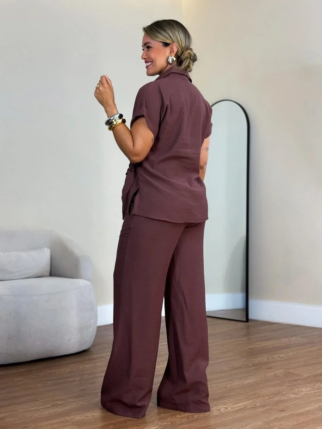 Lorie | Two Piece Collared Tie Front Set