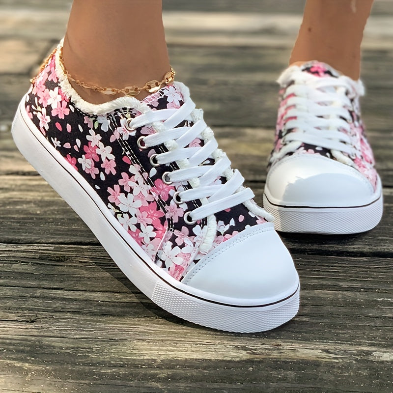 Bristy | Shoes with Floral Print Lace-Up Front