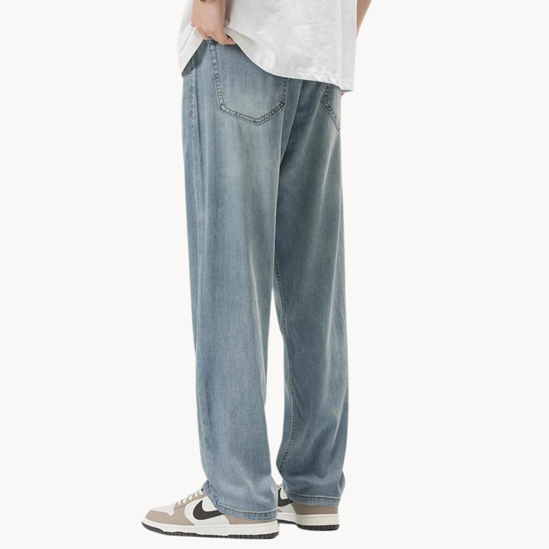 Teofilo | Loose Fit Washed Straight Leg Jeans
