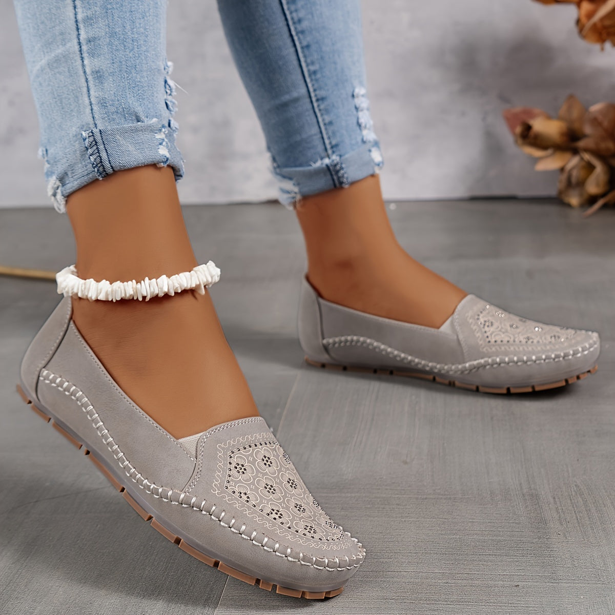 Lyrissa | Floral Slip-On Casual Loafers