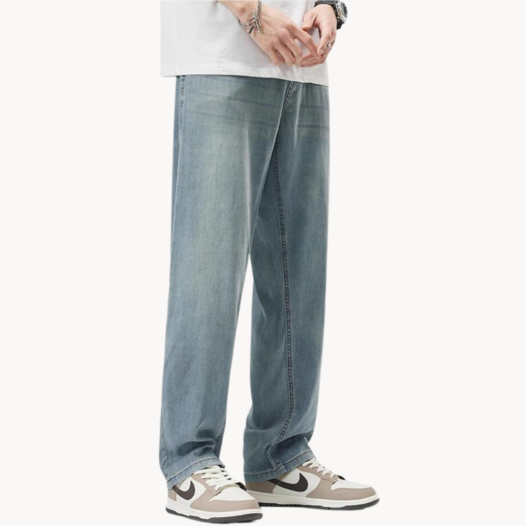 Teofilo | Loose Fit Washed Straight Leg Jeans