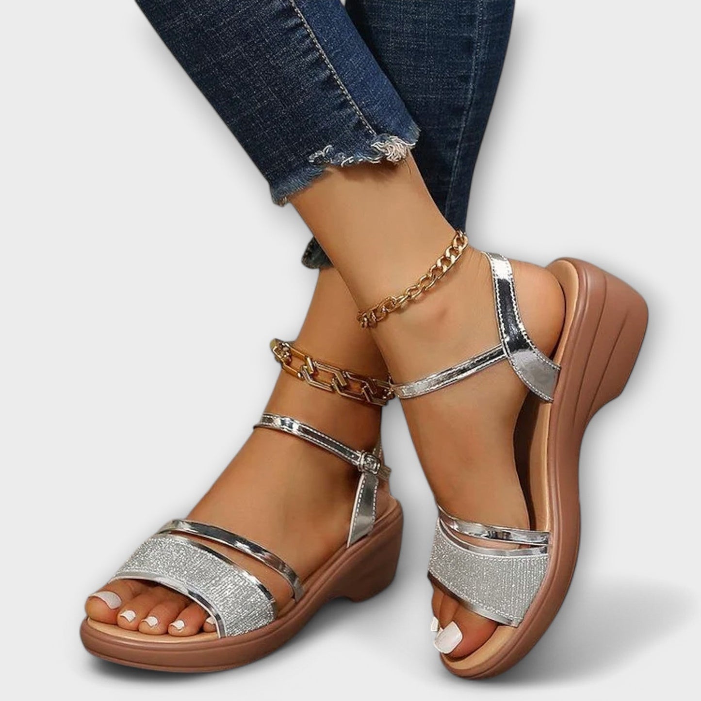 Finaya - Platform Wedge Sandals With Ankle Strap