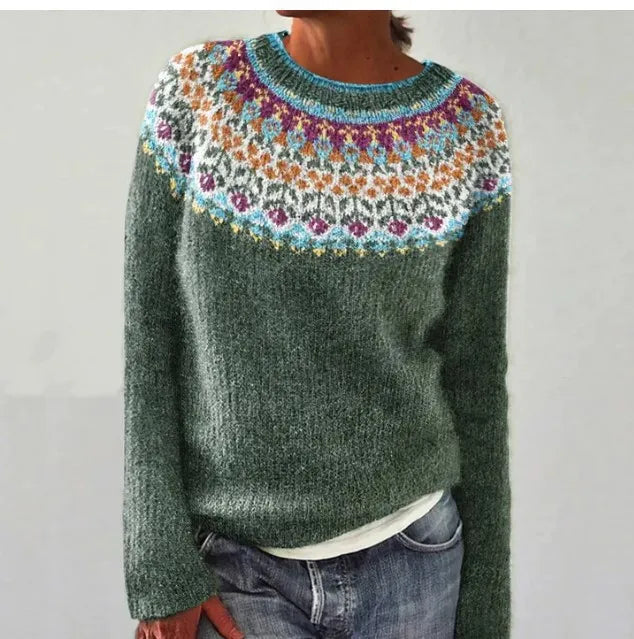 Svenja | Knit Jumper with Patterned Yoke and Long Sleeves