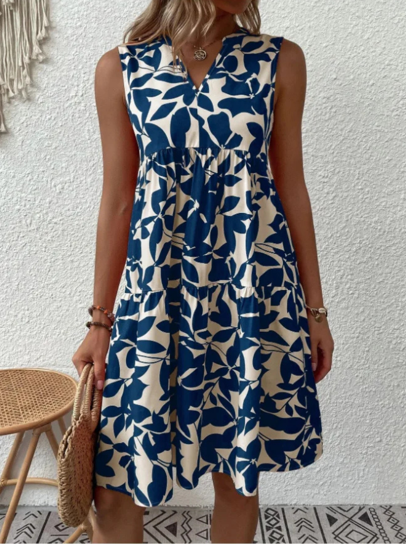 Greysen | Sleeveless Floral Print Tiered Dress