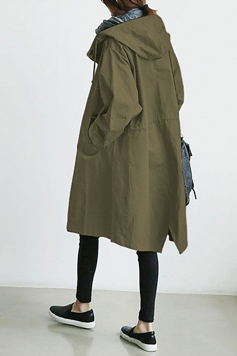 Shauna | Long Hooded Coat with Button Front