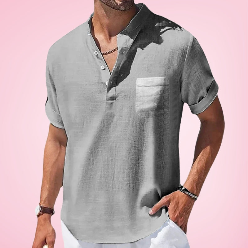 Nestor | Short Sleeve Henley Collar Casual Shirt