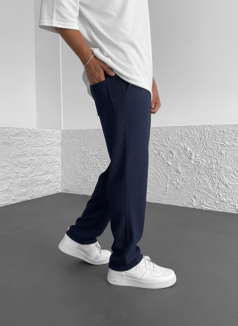 Eliezer | Relaxed Fit Ribbed Drawstring Trousers