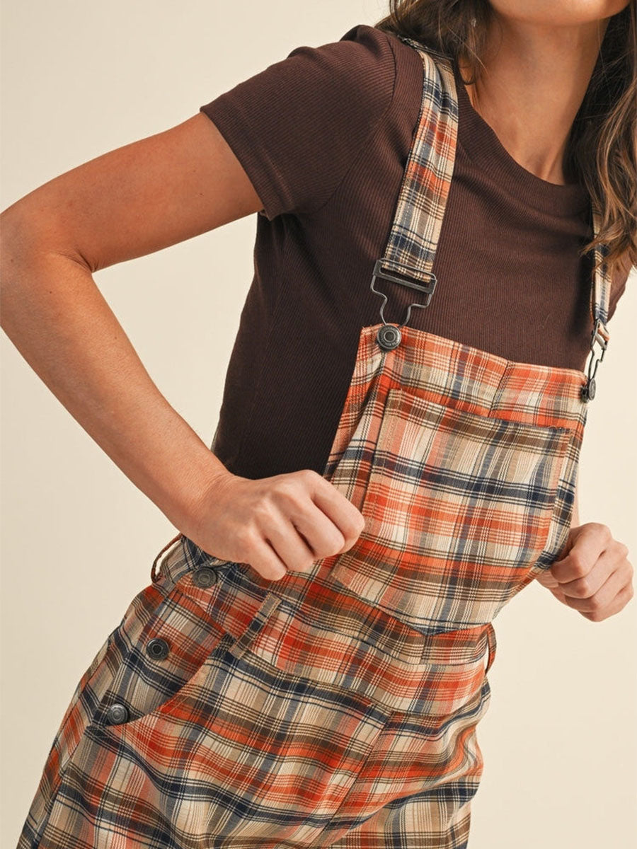 Molin |  Checked Wide Leg Dungaree Jumpsuit