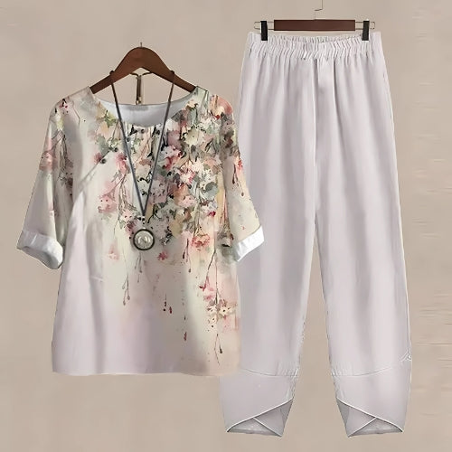 Raquel - Relaxed Printed Top and Pants Two-Piece Set