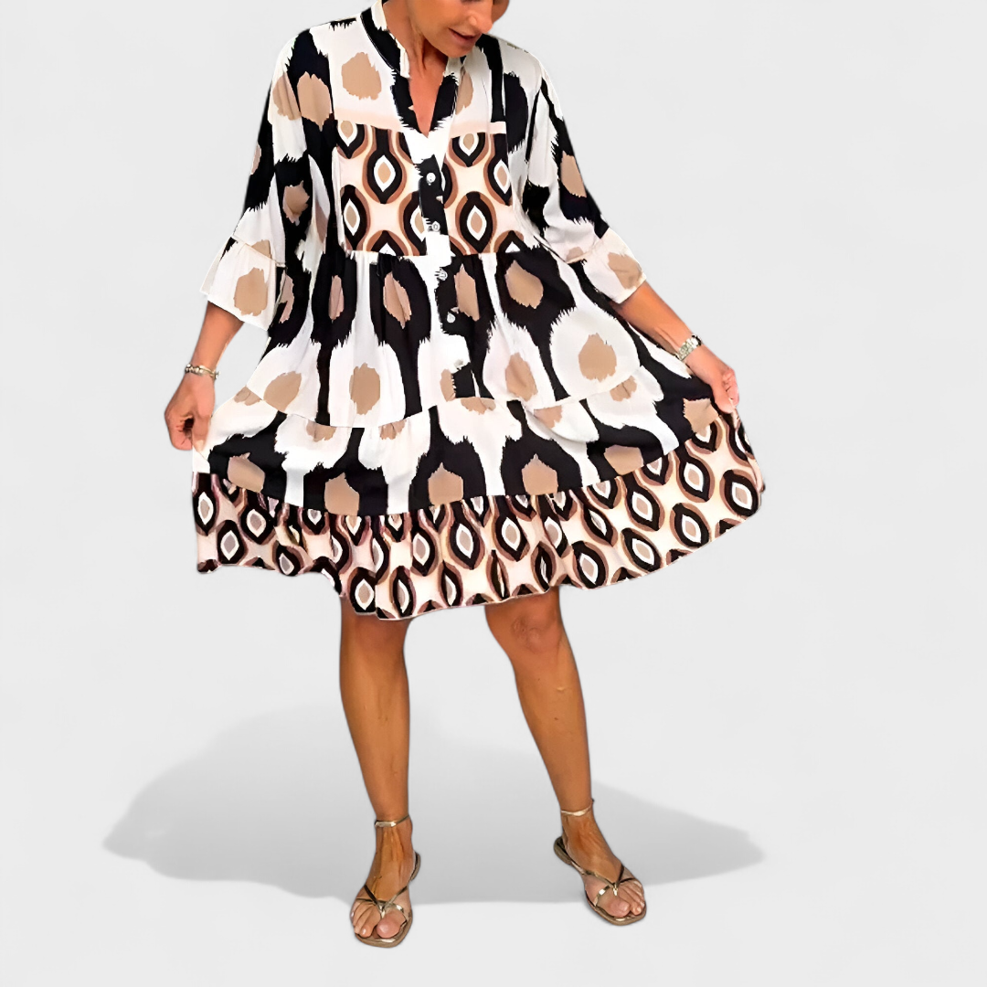 Suciana | Printed Button Front Smock Dress
