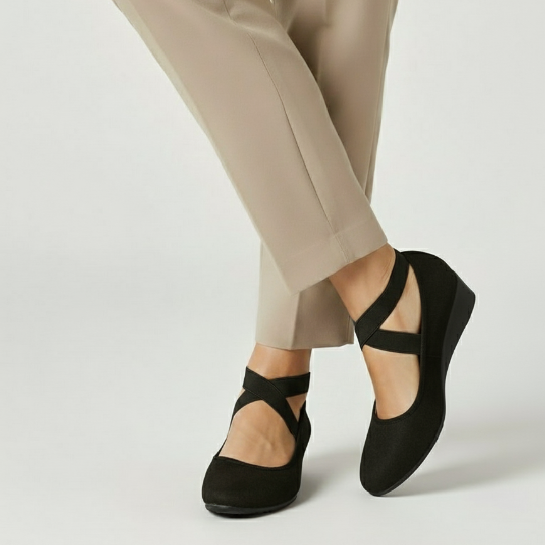 Dalida | Cross Strap Wedge Ballet Shoes