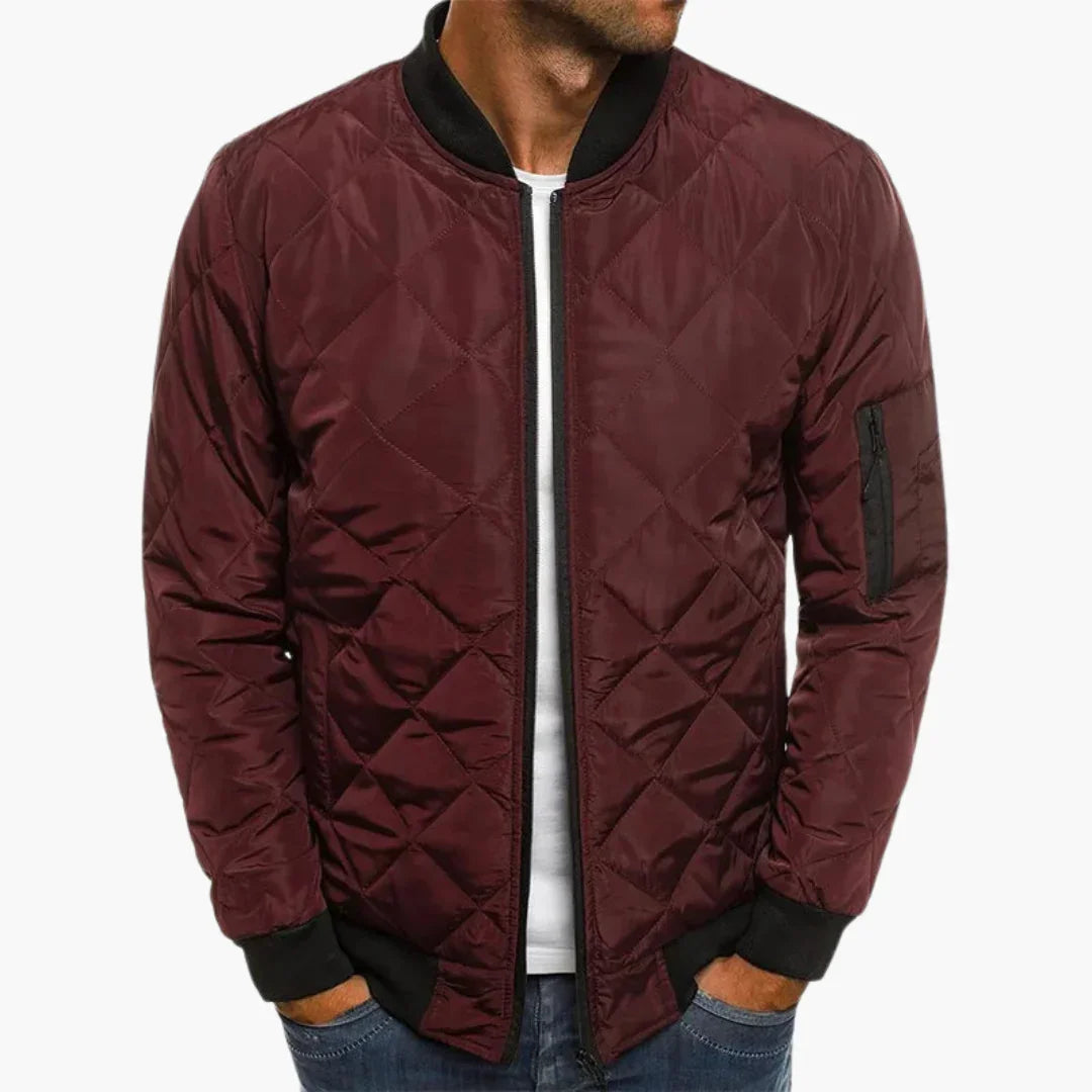 Davidson | Diamond Quilted Bomber Jacket with Zipper