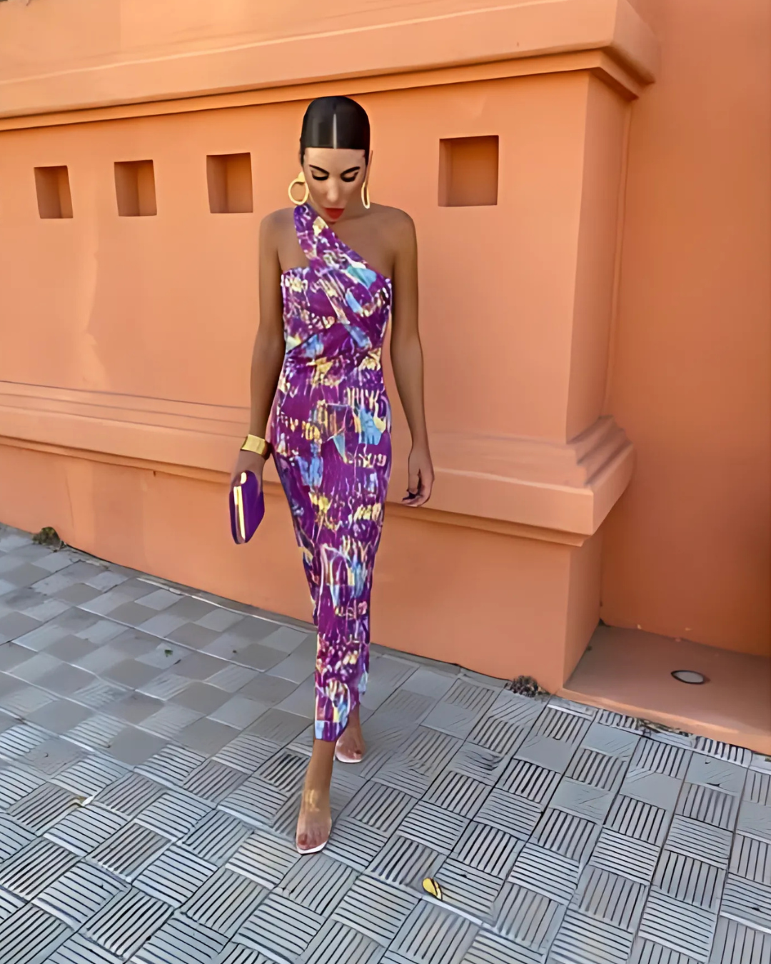 Svetlena | One-Shoulder Printed Maxi Dress