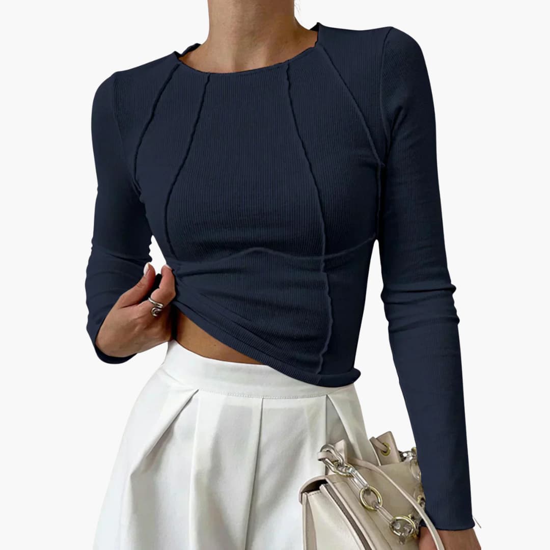 Roxanne | Ribbed Long Sleeve Exposed Seam Top