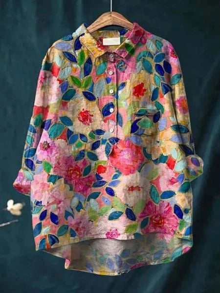 Emery | Painterly Floral Long Sleeve Blouse