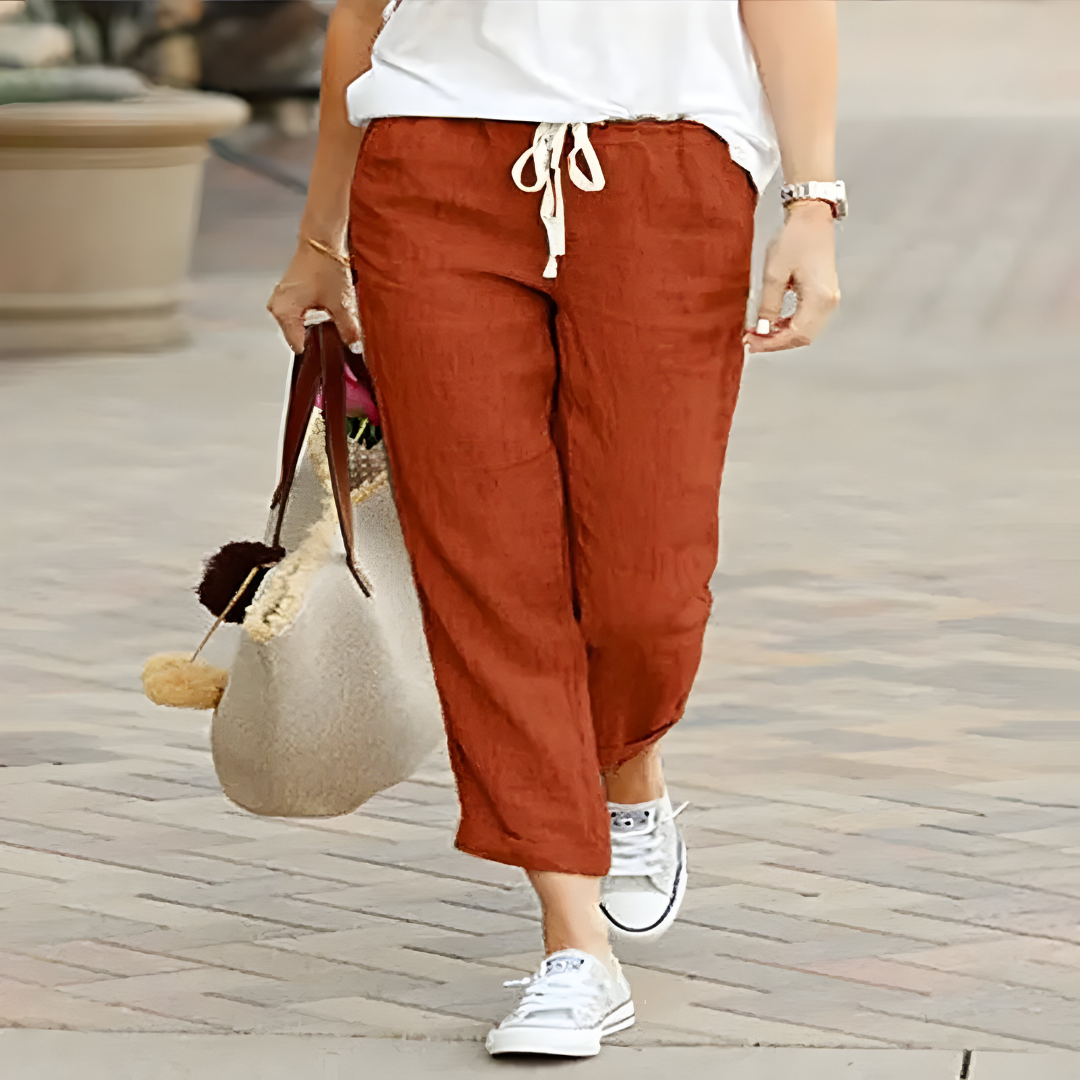 Izumi | Drawstring Cropped Wide Leg Trousers