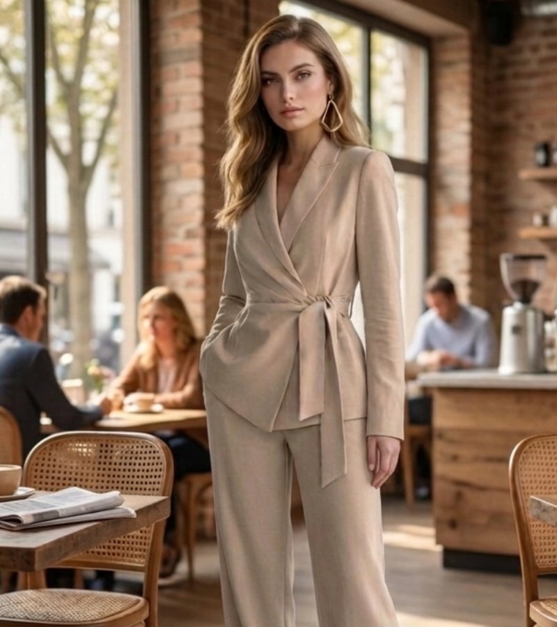 Asya | Wrap Blazer and Wide Leg Trouser Set