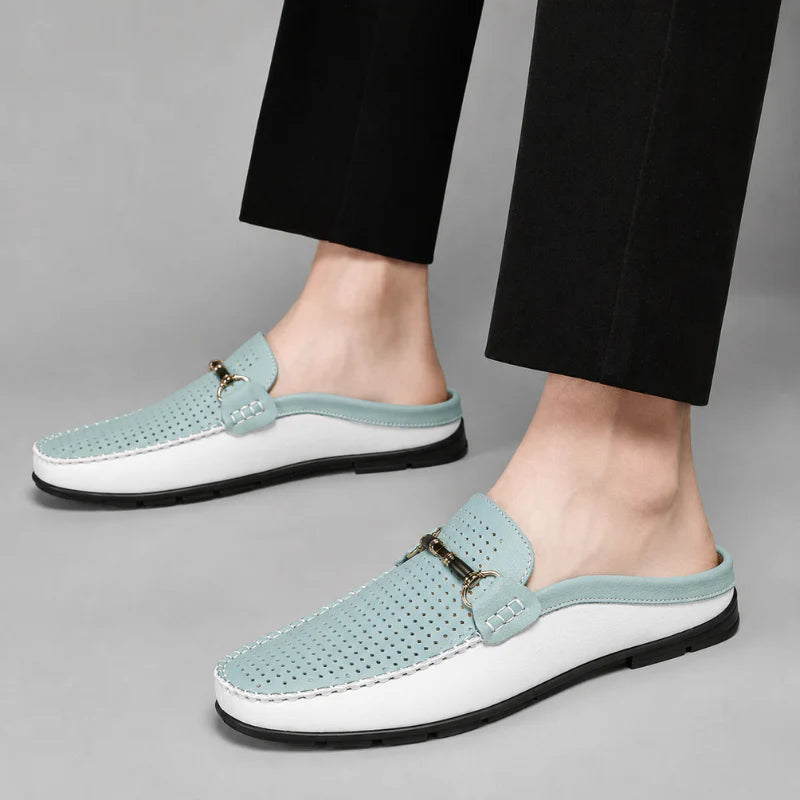 Yerson | Backless Perforated Slip-On Driving Loafers
