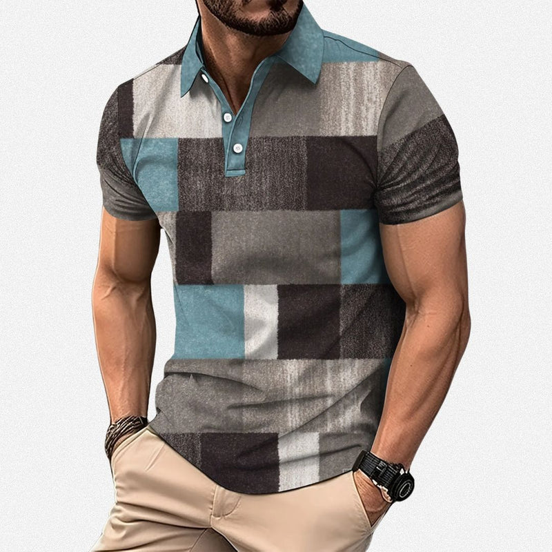 Gasan | Colour Block Patchwork Polo Shirt