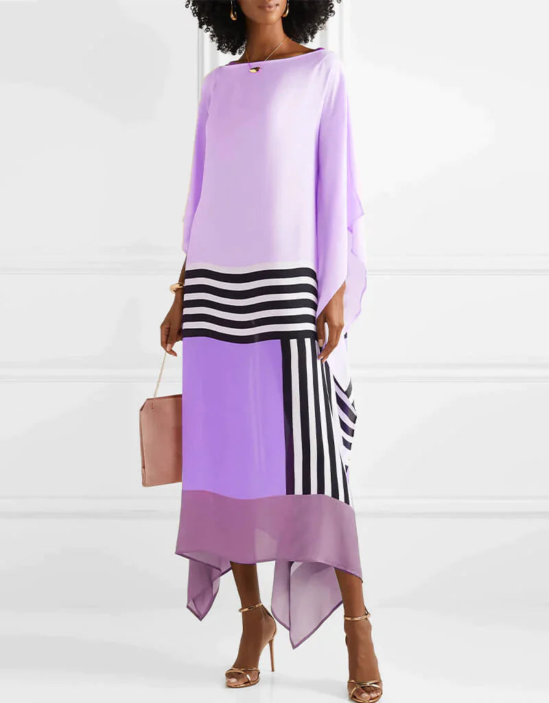 Shraddha | Striped Patchwork Kaftan Midi Dress