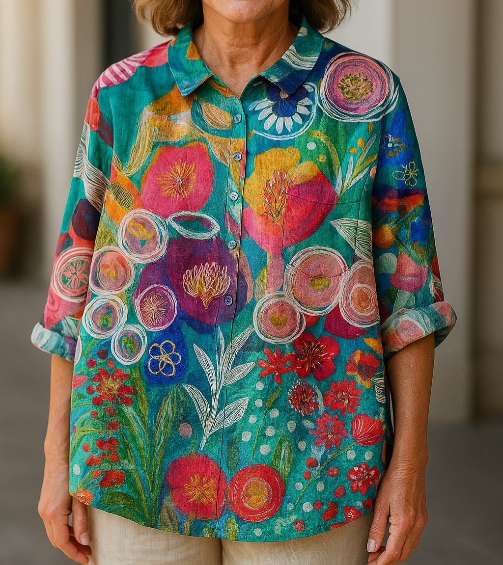 Petra | Floral Print Button Front Shirt Blouse