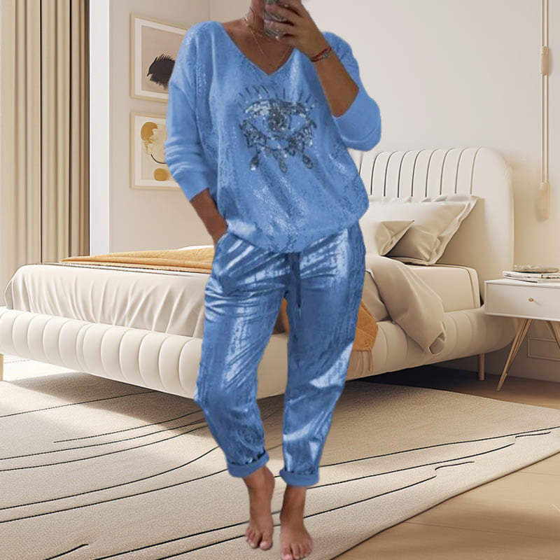 Ashley | Two-Piece Sequin Eye Top and Trousers