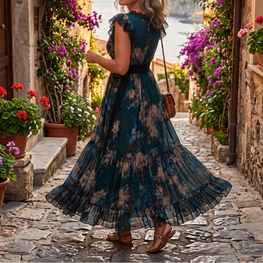 Erin | Maxi Dress with Floral Print and Ruffles