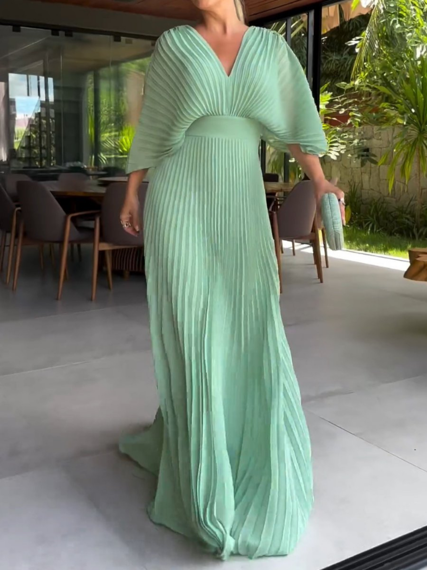 Valerija | Pleated V-Neck Wedding Guest Dress
