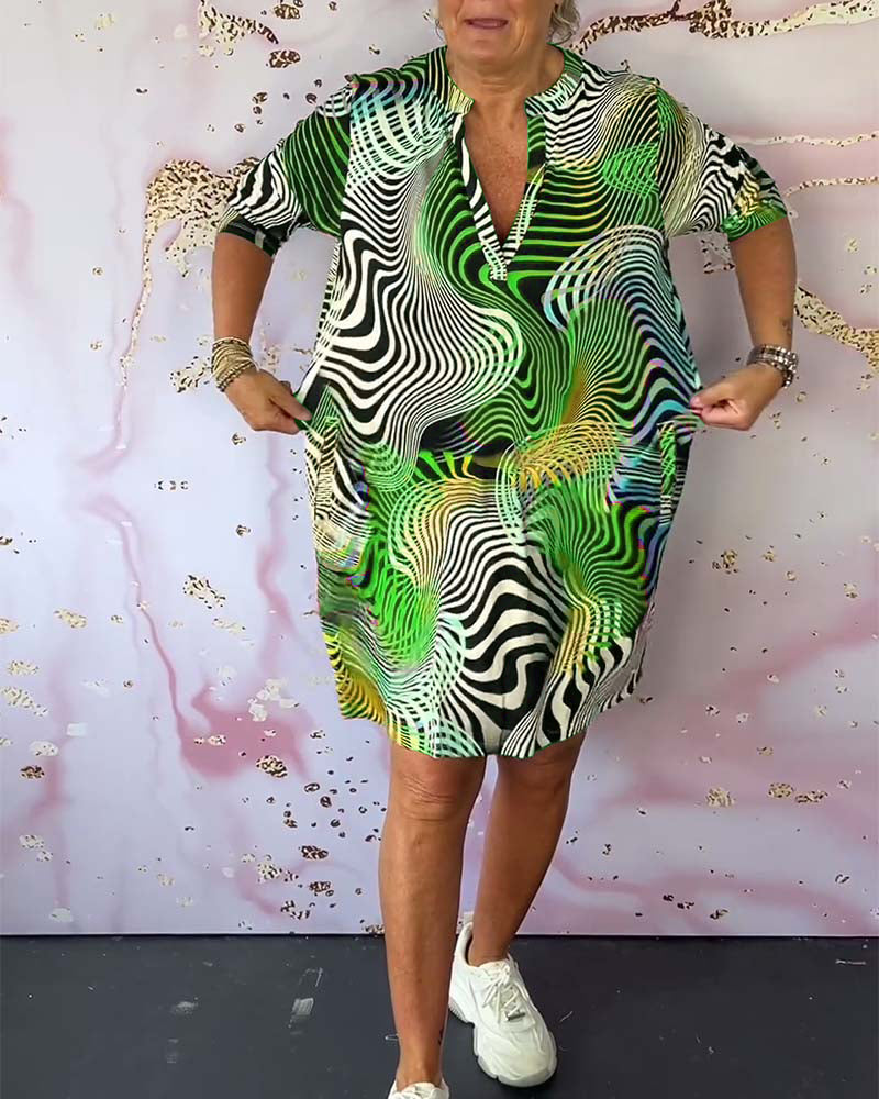 Diane | Abstract Print V Neck Midi Dress