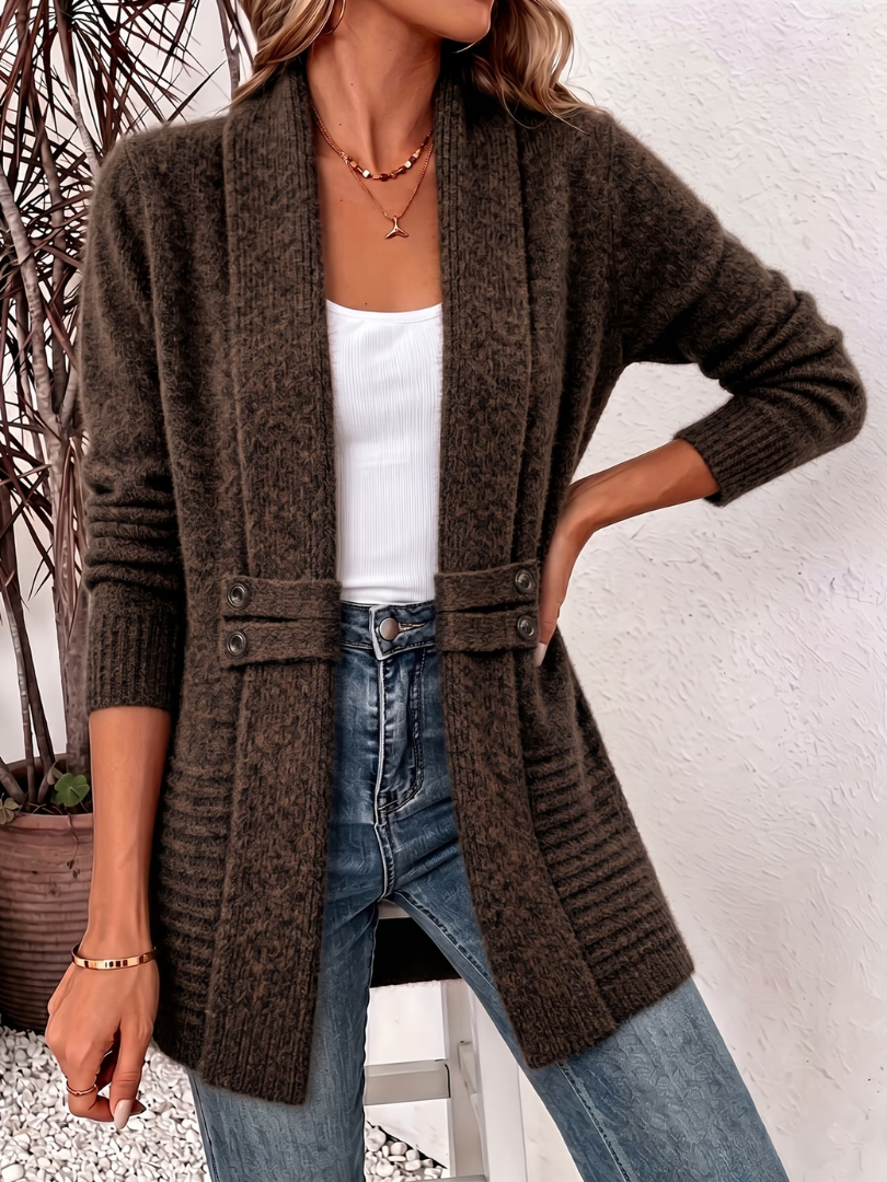 Soffie | Open-Front Long Sleeve Knitted Cardigan