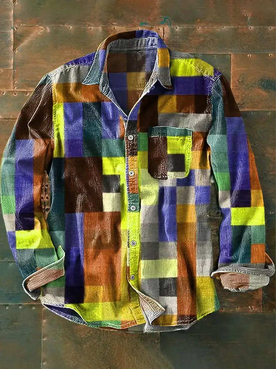 Germaine | Patchwork Print Unisex Button-Up Shirt