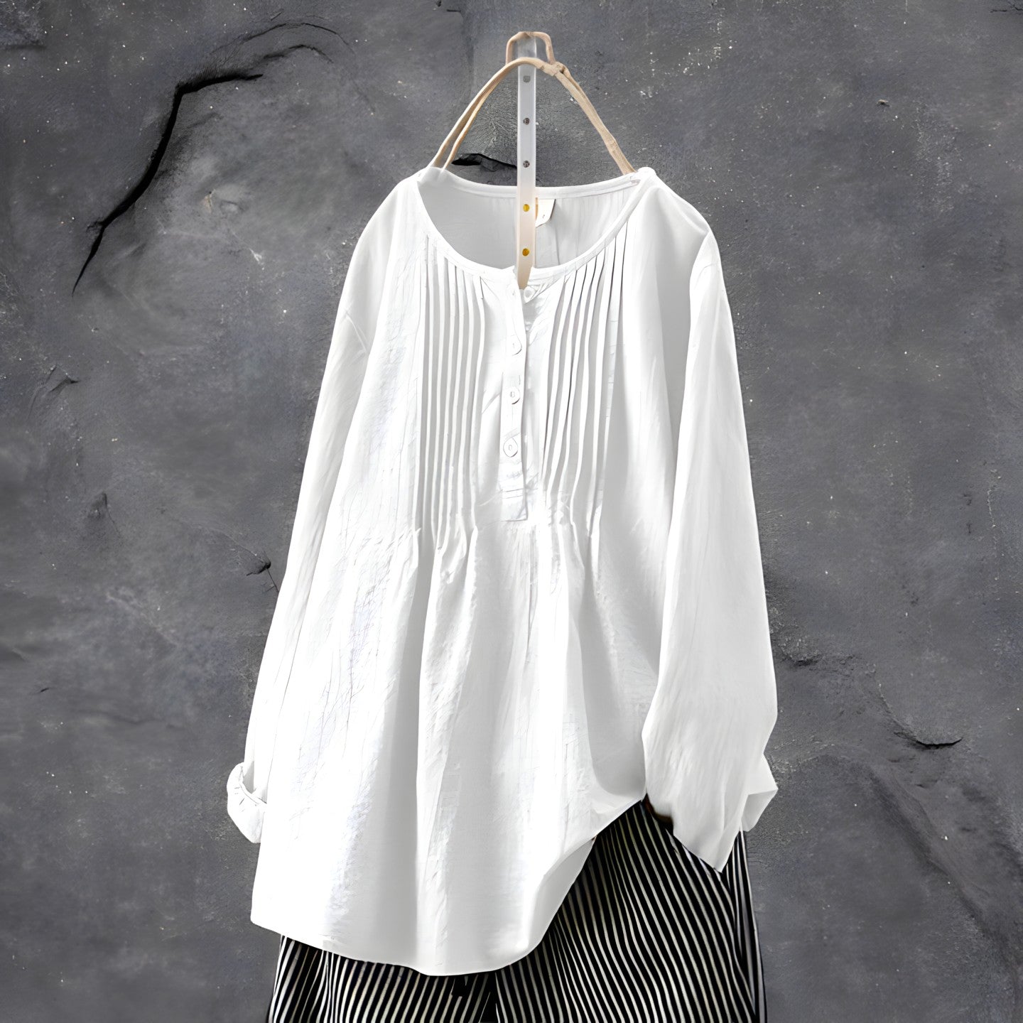Sabeena | Long Sleeve Pleated Button Blouse