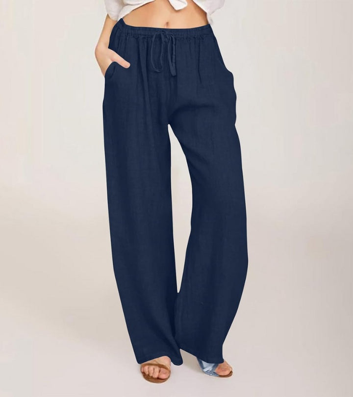 Maialen | Wide Leg Trousers Elastic Waist Drawstring